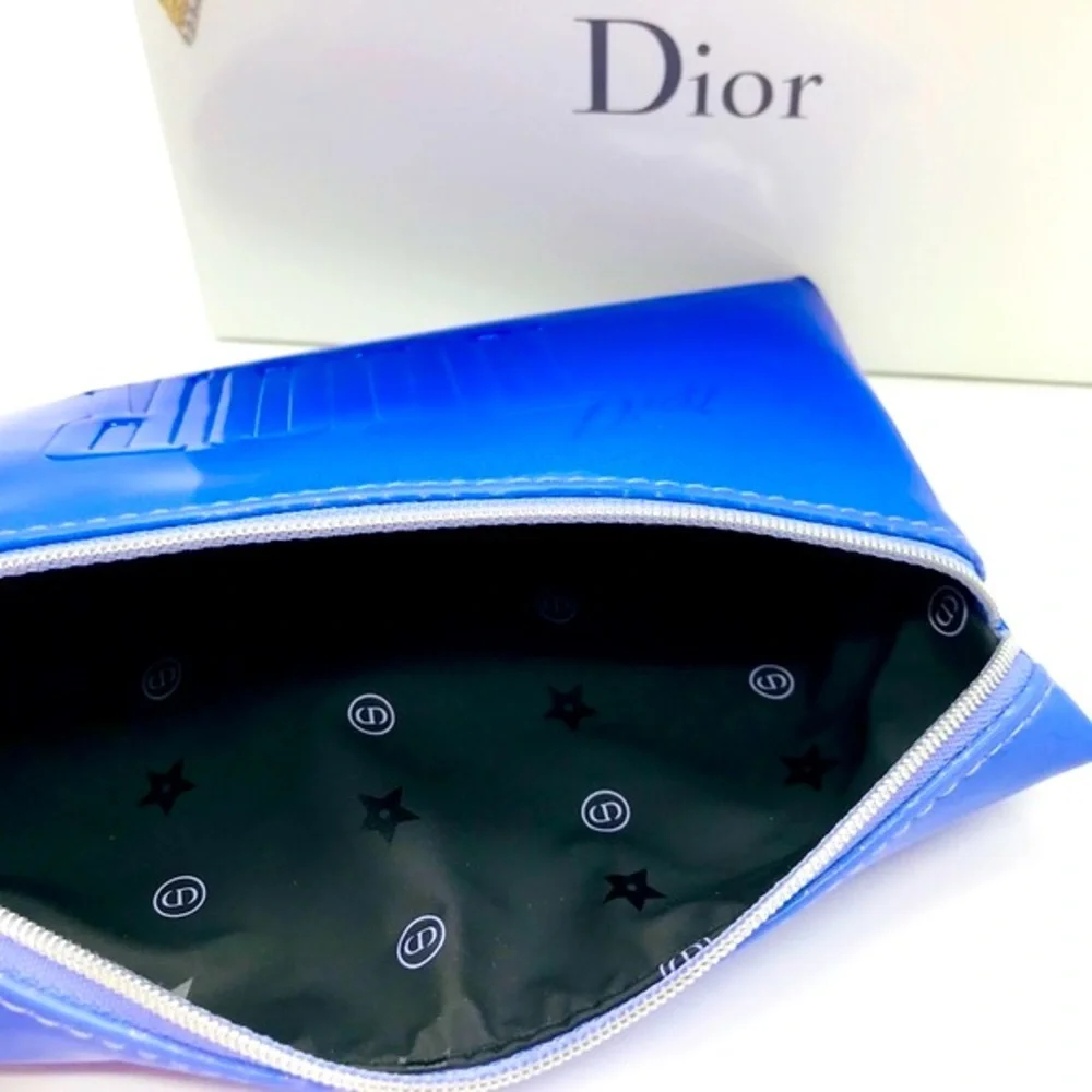 DIOR Blue/Purple Cosmetic Makeup Bag NIB